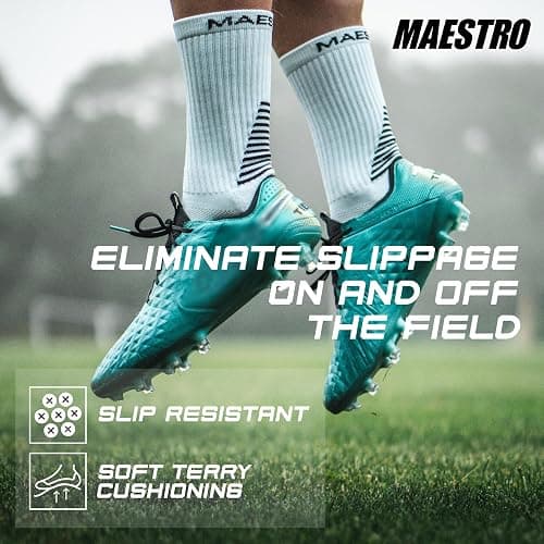 Maestro Soccer Grip Socks for Men and Women with Non-Slip Pads - Anti-Slip Socks Ideal for Football, Basketball, Sports thumbnail 5