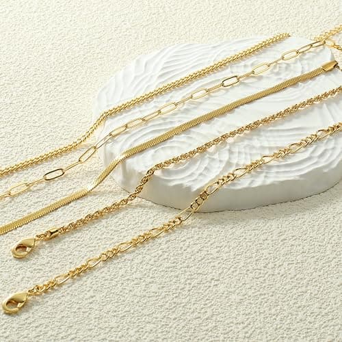 AOZEL Gold/Silver Plated Anklet Bracelets for Women Waterproof Plus Size Cuban Link Chain Ankle Bracelet for Large Ankle 9-12inch thumbnail 5
