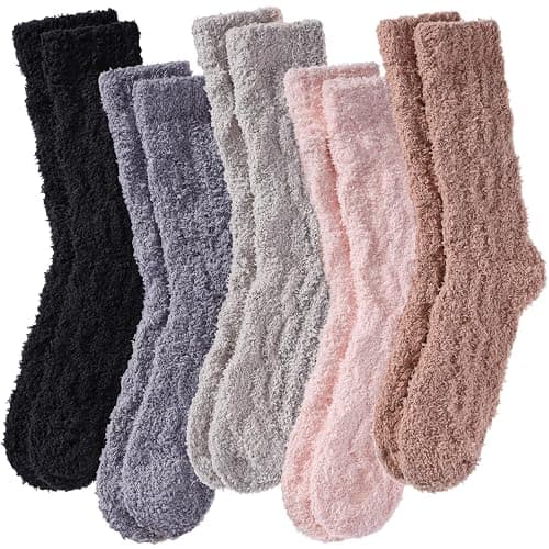 LANLEO Fuzzy Socks for Women Soft Cozy Fluffy Slipper Winter Warm Microfiber Plush Sleeping Socks - Image 1