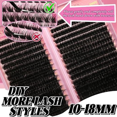 Gmagictobo Lash Clusters 80D 100D C Curl Lash Clusters Kit DIY Lash Extension Kit 640Pcs 10-18MM Individual Lashes Clusters Eyelash Extensions with Lash Bond and Seal Lash Tweezers thumbnail 7