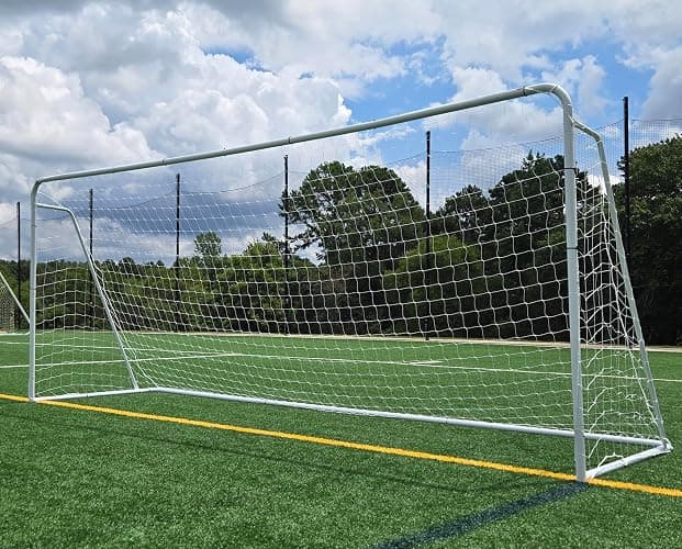 Official Size 24 X 8 X 5 Ft. Steel Soccer Goal. Heavy Duty Frame w/Net. Tournament, Regulation Size. Professional Portable Practice Training Aid. 24 X 8, 24x8(1Net) - Image 1