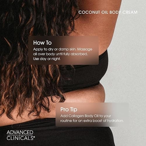Advanced Clinicals Coconut Oil Body Cream For Women & Men | Hydrating Coconut Lotion For Extremely Dry Skin | Visible Anti Aging Body Butter Skin Care Balm Moisturizer For Hand, Heel, Feet, 16 Ounce thumbnail 7