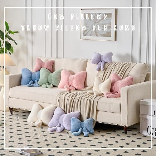 XIAIJIA Bowknot Throw Pillows Bow Decorative Pillow Aesthetic Home Decor Knot Plush Pillows Soft Seat Cushions Cute Throw Pillow for Couch Bow Room Decor thumbnail 5
