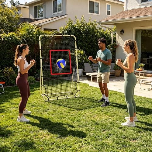 Volleyball Rebounder Net | 7x4ft Portable Training Equipment | Sports Rebounder with Elastic Rope & Target | for Teens Adults Players Beginners Outdoor Backyard Court Pool thumbnail 3
