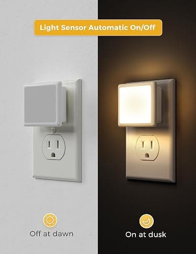 L LOHAS LED Night Lights Plug into Wall 2-Pack, 0.3W Plug in Night Light | Dusk to Dawn, 3000K Soft White, Bright Nightlight Auto-on/off, for Adults Kids Room Bedroom Bathroom Hallway Kitchen, Non-Dim thumbnail 3