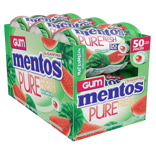 Mentos Sugar Free Gum with Xylitol, Watermelon, 50 Piece Bottle (6 Pack) | Chewing Gum, Perfect for Long Lasting Fresh Breath at School, Work & Travel thumbnail 5
