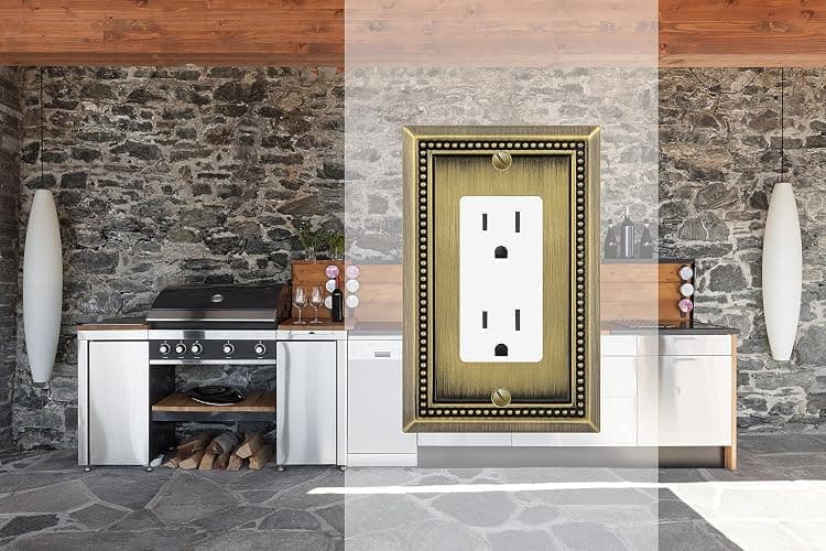 Henne Bery Sunken Pearls Heavy Duty Decorative Wall Plate Switch Plate Outlet Cover (Single Decorator, 2 Pack, Antique Brass) thumbnail 2