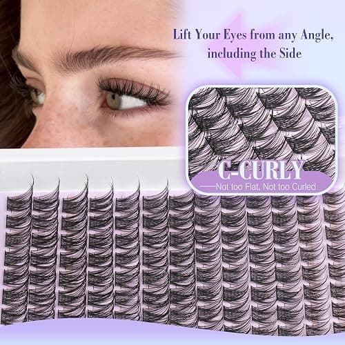 Cluster Lashes Wispy Natural Eyelash Clusters DIY Lash Extension C-curly Cluster Eyelash Extension 10-16MM Individual Lashes Thin Lash Band by Newcally thumbnail 6