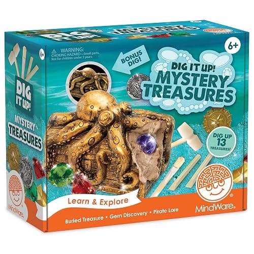 MindWare Dig It Up Discoveries Pirate Mystery Treasure Chest: Giant Discovery Project for Kids – Dig Up 13 Treasures – Includes a Bonus Dig, 2 Chisels and 1 Poster Filled with Pirate Facts and Lore thumbnail 6