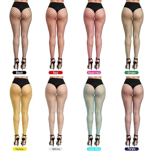 FEPITO 8 Pairs Fishnet Stockings Tights High Waist Stockings Leggings for Women thumbnail 3