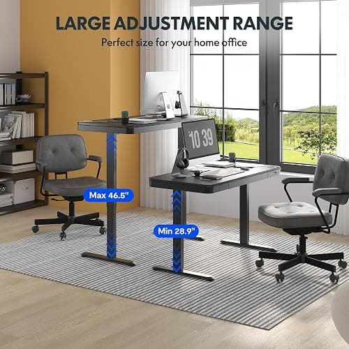 FLEXISPOT Comhar Electric Standing Desk with Drawer Desktop & Adjustable Frame Quick Install w/USB Charge Ports (Black, Wood) thumbnail 9