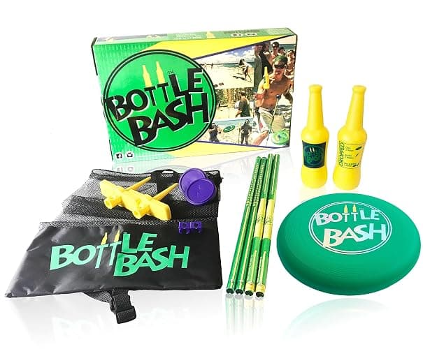 Bottle Bash Outdoor Flying Disc Game Set – Frisbee Toss Backyard and Beach Game for Family, Adult & Kids - Beersbee & Polish Horseshoes thumbnail 3