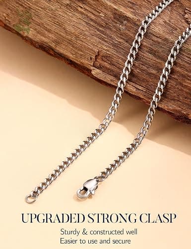 Jstyle 3.5mm Stainless Steel Cuban Link Chain Necklace for Men Women | Non Tarnish Neck Chains for Men, 316L Stainless Steel, Mens Jewelry Accessories Gifts, 16/18/20/22/24/26 Inch thumbnail 5