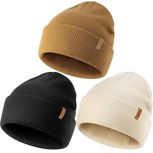 OLIKER 3 Pack Beanie for Men Women, Winter Double Layer Warm Hat Skull Cap - Image 1