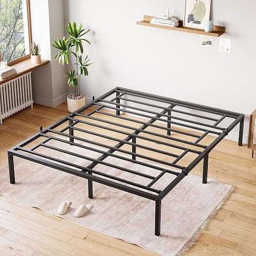 SunnyFurn Queen Bed Frame,14 Inch Queen Size Metal Bed Frames, Heavy Duty Steel Slat, No Box Spring Needed, Mattress Foundation, Easy Assembly, No Noise and No Shaking - Image 1