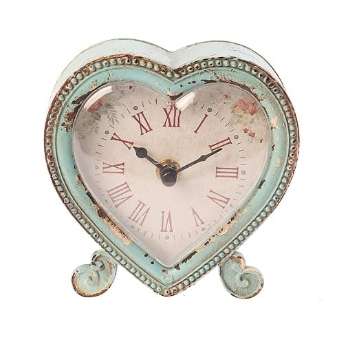 Sass & Belle Horloge en Forme de Cœur, Duck Egg/Pink, 12 x 12 x 2.5 cm - Image 1
