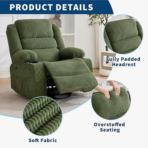 Garvee Rocking Recliner Chair for Adults Wide 360° Swivel Rocker Recliner | Recliner with Cup Holder Nursery Glider with Upholstered Deep Seat Lazy boy Chair for Living Room thumbnail 5