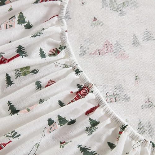 Martha Stewart - Flannel Sheets Full Size, Anti-Pilling & Wrinkle Resistant Cotton, Touchably Soft for All-Season Comfort - Bed Sheets with Matching Pillowcases & Fitted Sheet (Ski Village Green) thumbnail 8