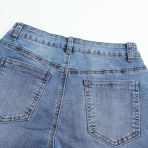 THUNDER STAR Womens Stretchy Mid Rise Flare Jeans Distressed Denim Bell Bottom Pants thumbnail 5