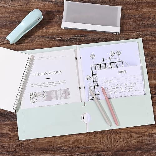 Mr. Pen- 4-Pocket Folders, 4 Pack, 12.5" x 9.5", Pastel Colors, Tear-Resistant Paper Folders with Pockets 3 Holes Punched, High Capacity, Includes Rulers and Conversion Charts for Binder Organization thumbnail 2