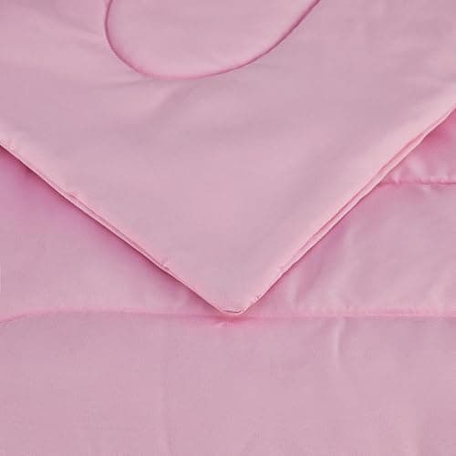 Amazon Basics 3-Piece Soft Microfiber Kid's Comforter and Pillow Sham Set, Full/Queen, Light Pink, Solid thumbnail 5