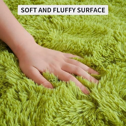 Tepook Super Soft Fluffy Rug for Bedroom, Modern Shaggy Fuzzy Kids Rugs for Living Room, Plush Indoor Nursery Home Decor Dorm Carpet with Non-Slip Bottom, Grass Green, 4 X 6 Feet thumbnail 6