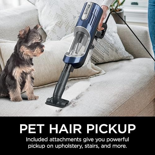 Shark HZ600C Ultralight Pet Pro Corded Stick Vacuum with PowerFins & Self-Cleaning Brushroll, Perfect for Pets, Converts to Hand Vacuum, Pet Power Brush, Crevice & Upholstery Tools, (Canadian Version) Blue Jean thumbnail 4