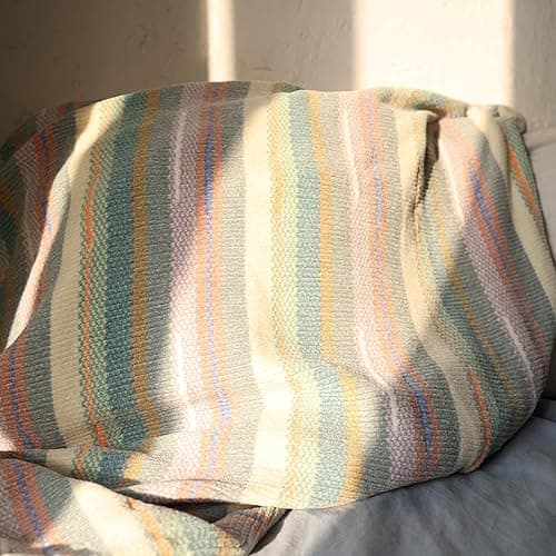 Itigoitie Soft Chenille Yarn Throw 36"x48", Handmade Knit Throw Blanket，Decorative Spring Fall Blanket, Soft Cozy Warm Knitted Throw Blanket for Bed Sofa, Couch Chair, Living Room(1.37Ib) - Blue thumbnail 7