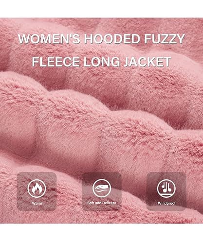 RISISSIDA Women Long Faux Fur Coat Fuzzy Jacket Hooded Spring Autumn Winter Warm Overcoat thumbnail 4