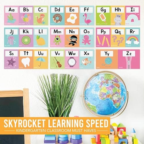 Hadley Designs Alphabet for Classroom Wall Decor - ABC Posters for Classroom Wall Chart Preschool & Kindergarten, ABC Letters & Number Line Elementary, Alphabet Cards, Pastel Classroom Decor thumbnail 3