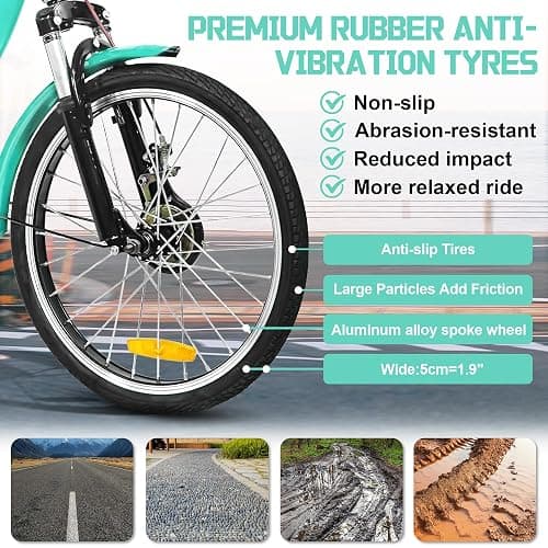 MOOITZ Adult Tricycle, 20 Inch 3-Wheel Bikes, Trike for Adults with Seat, Low Step-Through Cruiser Bike with Front and Rear Baskets, Adult Tricycles for Women, Seniors, Men thumbnail 5