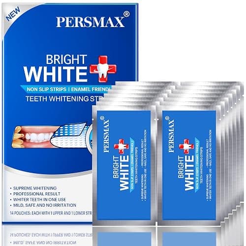PERSMAX Teeth Whitening Strips – Professional Dentist Approved, Gum-Safe Formula, 14 Treatment, 28 Non-Slip Strips Kit, Pain-Free Express Whitening in 30-Min, Easy to Use for Bright Smile - Image 1