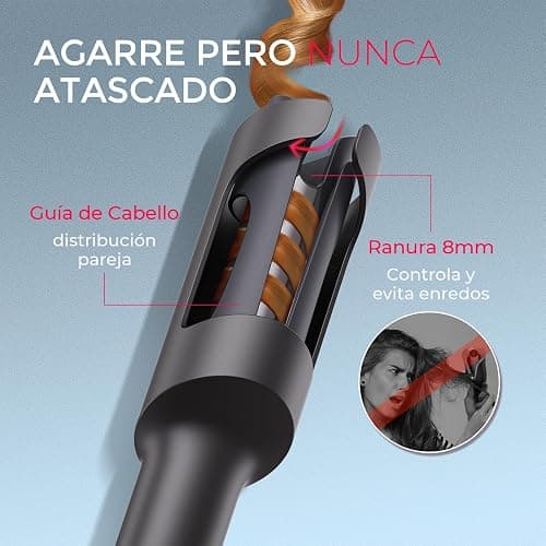TYMO CURLPRO Rizador de Pelo Automático - Portátil Moldeador Tenacilla de Pelo Automatico de 32 mm, 160-210℃, Rizos Grandes Fácilmente, Plancha Pinzas Rizadora Cerámica, Antiquemaduras, Gris Metálico thumbnail 4