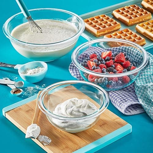 Pyrex Essentials (3-Piece) Glass Mixing Bowls Set For Prepping, Baking and Cooking, Preheated Oven, Dishwasher, Freezer, and Microwave Safe thumbnail 5
