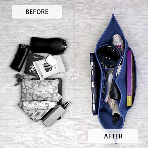HomeGadget Organizer per Borsa Longchamp Taglia L - Organizzatore Le Pliage per Tasca da Donna - Interno per Shopper - Borsetta in feltro per Accessori - Blu Scuro thumbnail 5