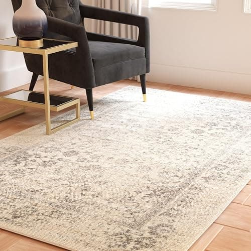 SAFAVIEH Distressed Teppich für Wohnzimmer, Esszimmer, Schlafzimmer - Adirondack Collection, Kurzer Flor, Elfenbein und Silber, 155 X 229 cm thumbnail 6