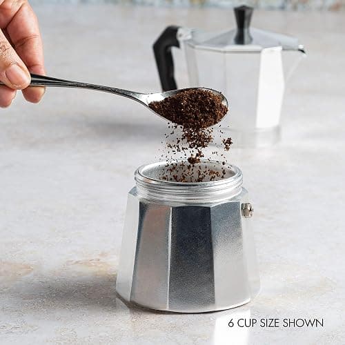 Primula Classic Stovetop Espresso and Coffee Maker, Moka Pot for Italian and Cuban Café Brewing, Greca Coffee Maker, Cafeteras, 12 Espresso Cups, Silver thumbnail 7