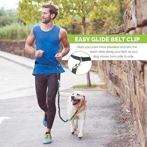 Tuff Mutt Hands-Free Waist Leash for Dog Walking, Running and Hiking, Adjustable Belt with Double Handle, Reflective Bungee Design for Large & Medium Dogs thumbnail 4
