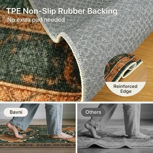Bavni 5x7 Tiger Print Washable Area Rugs for Living Room Bedroom Non Slip | Vintage Oriental Boho Soft Thin Stain Resistant Low Pile, Botanical Forest Green Animal Carpet for Dining Room Nursery Office thumbnail 5