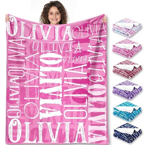 Yofair Ships Next Day, Personalized Blanket Gifts for Teen Girls Custom Blanket with Name Flannel Throw Girls Blankets Customized Daughter Gifts for Kids Adult - Image 1