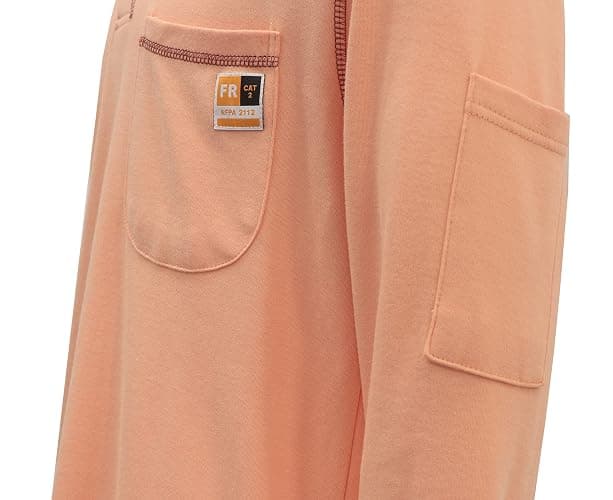 KONRECO FR Shirts for Men Long Sleeve Henley 7oz 100% Cotton FRC Clothing Welding Shirt - Medium - Orange thumbnail 5