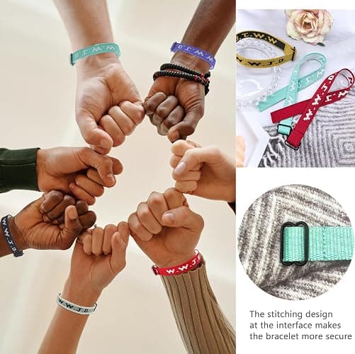 MONAZEO 9-27Pcs W.W.J.D. Webbing Bracelets What Wound Jesus Do Bracelets Inspirational Christian Bracelets for Women Men Adjustable Religious Woven WWJD Wristbands for Fundraisers thumbnail 3