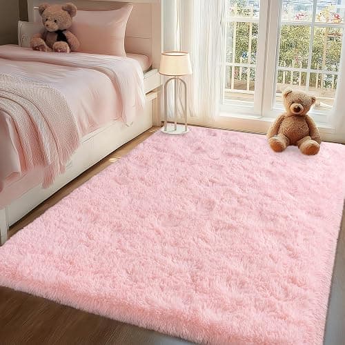 plumlik Pink Rugs for Living Room, 6x9 Area Rug for Bedroom Girls Kids Room, Fluffy Shaggy Shag Carpet, Soft Non Slip Aesthetic Decor for Home thumbnail 2