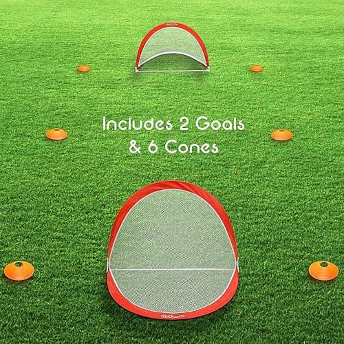 GoSports Portable Pop-Up Soccer Goals for Backyard - Kids & Adults - Set of Two Nets with Agility Training Cones and Carrying Case thumbnail 4