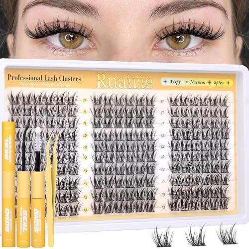 Manga Lash Clusters Kit Natural Eyelash Clusters Kit Wispy Lash Extensions 180pcs Spiky Cluster Eyelash Extensions C Curly 11-13mm Eyelash Extension Kit with Bond, Seal and Tweezers by Ruairie - Image 1