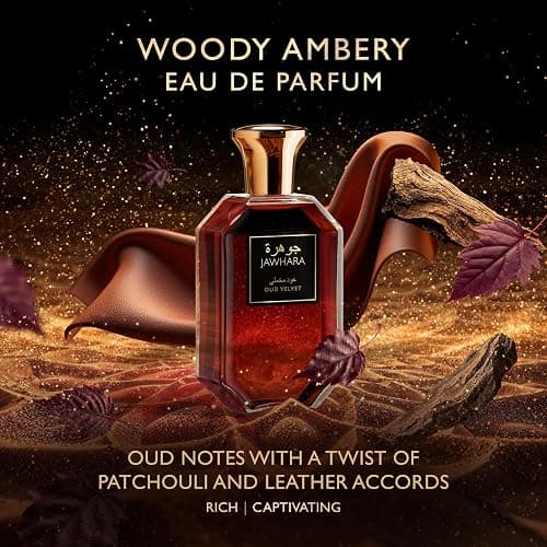 Jawhara Oud Velvet | Woody Ambery Eau de Parfum 3.3 fl oz | Oud with Notes of Saffron, Amber Wood, Leather and Warm Vanilla | Long Lasting | Everyday Wear | Travel Size thumbnail 2