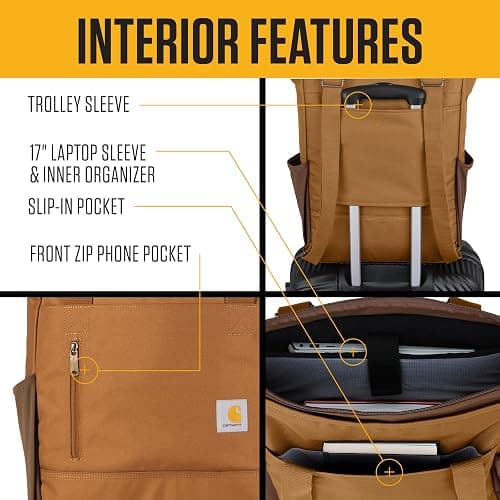 Carhartt Classic Convertible Backpack Tote, Durable Water Repellent Material W/ 17" Laptop Sleeve, Port thumbnail 4