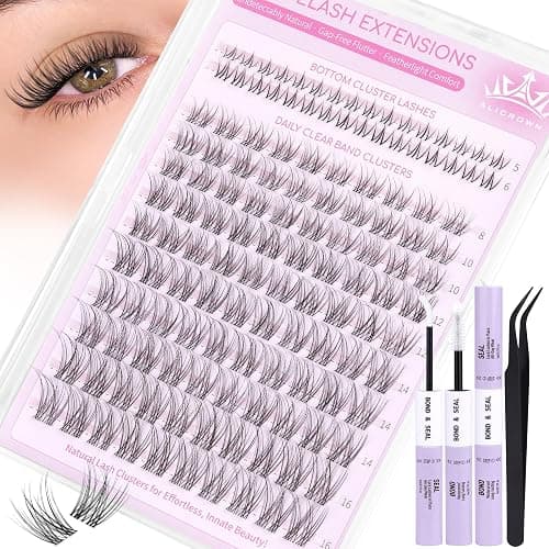 Natural Lash Clusters Kit Wispy Eyelash Clusters Kit with Bottom Eyelashes C Curly Lash Extension Kit with Invisible Band DIY Individual Lashes Kit with Lash Bond and Seal 132Pcs thumbnail 9