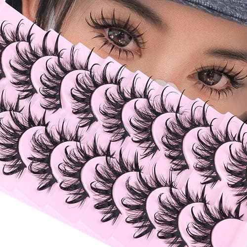 Manga Lashes Cat Eye Dramatic False Eyelashes Wet Look D-Curly Long Anime Lashes Strips Thai Style Manhua Lashes Strips Cosplay Eyelashes Wispy Spiky Lashes 12-20MM 9 Pairs by Zegaine thumbnail 8