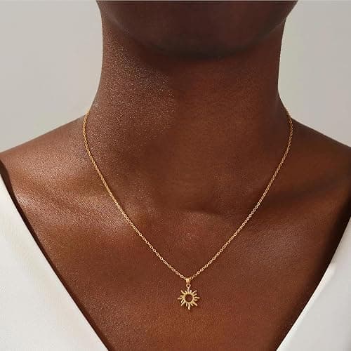 CHESKY Layered Necklaces for Women Trendy, Dainty 14k Gold Plated Pendant Necklace Layering Necklace for Women Non Tarnish Hypoallergenic Sun Gold Necklace Stack Gold Jewelry for Women Gifts thumbnail 2